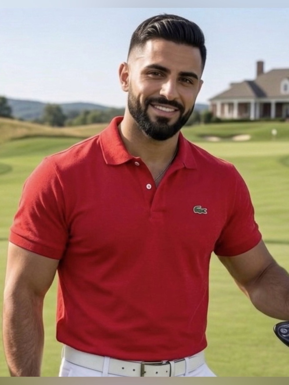 Lacoste Men’s Red Cotton Pique Polo Shirt with Crocodile Logo